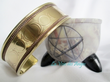 Triple Moon Copper and Brass bracelet