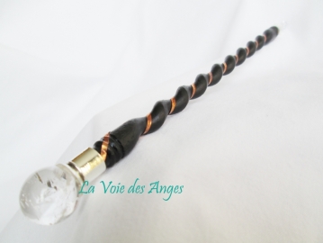 Magic wand from rose wood with rock crystal